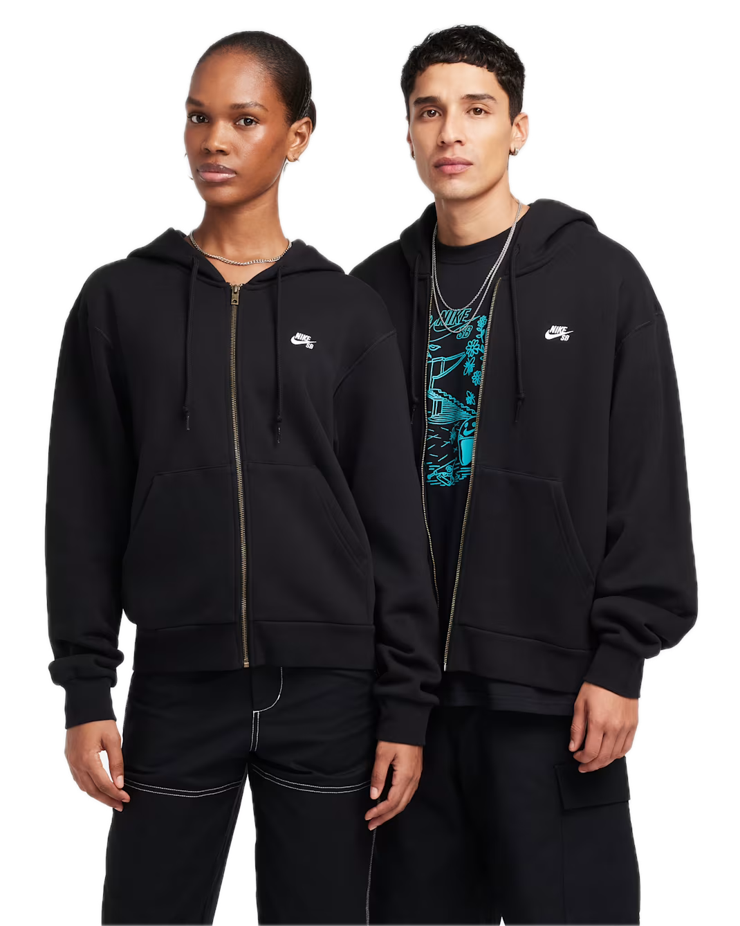 FLEECE ZIPPER SKATE HOODIE BLACK