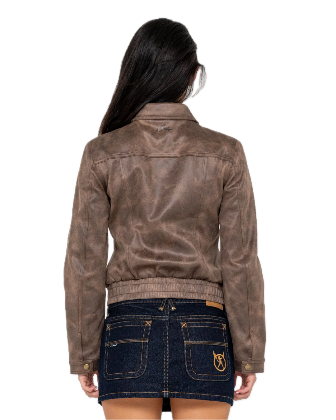 LIZZY FAUX LEATHER FITTED JACKET