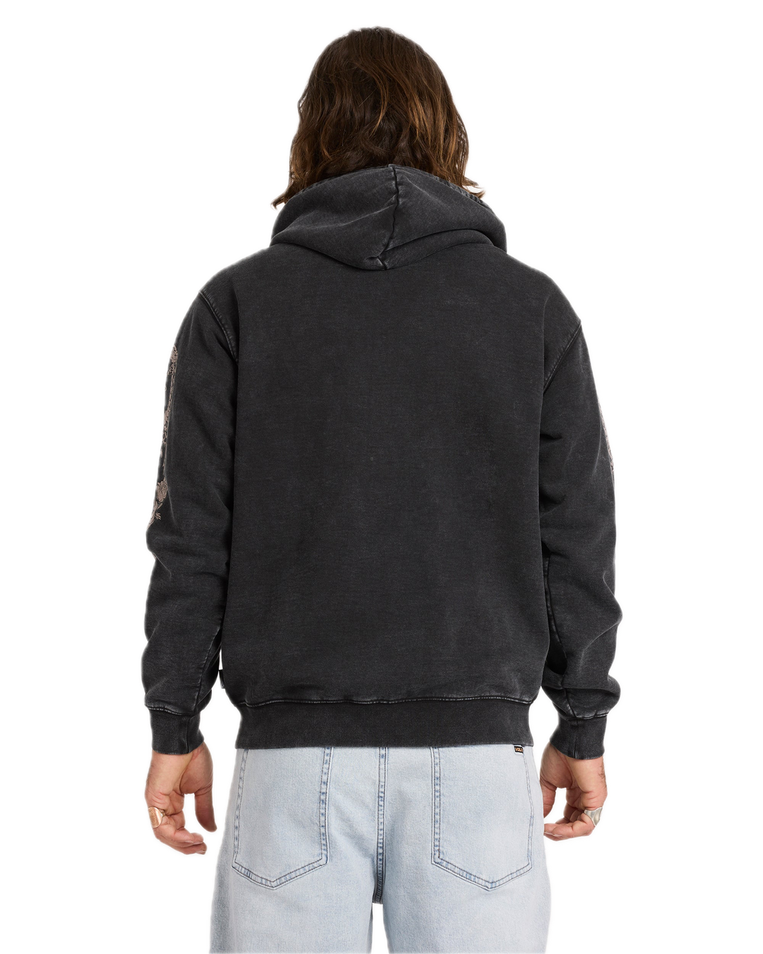 Die By Stone Zipper Zip Hoodie Stone washed Black Back