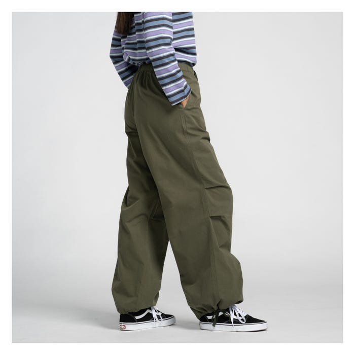 WOMEN STRIP PARACHUTE PANT KHAKI