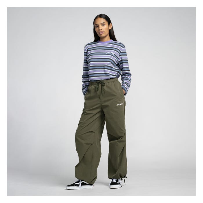 WOMEN STRIP PARACHUTE PANT KHAKI