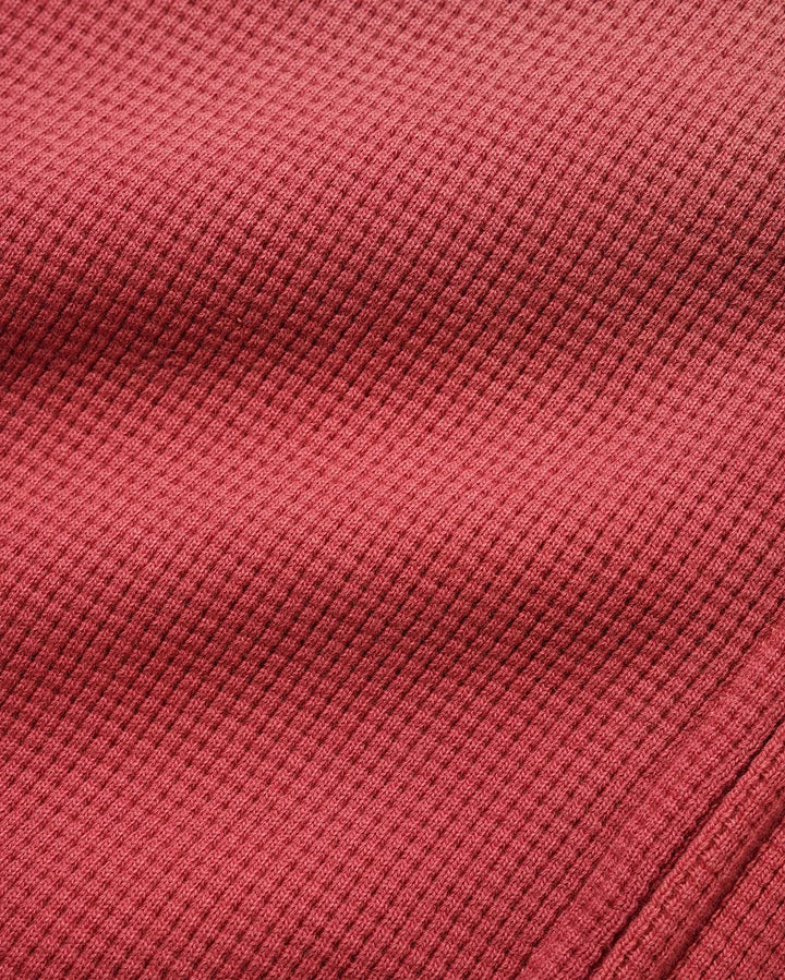 FADED WAFFLE ZIP-THRU HOODIE WASHED RED