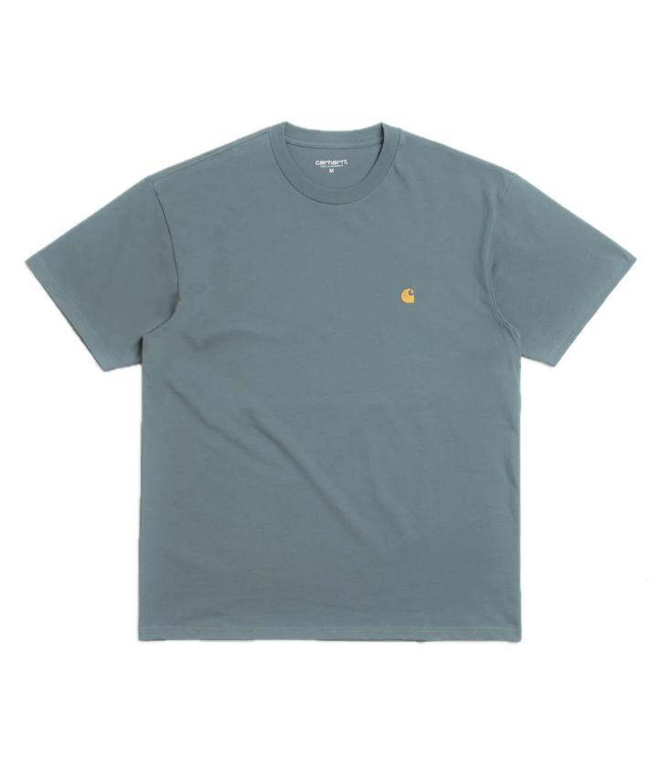 Chase tee with carhartt C logo in cozy blue