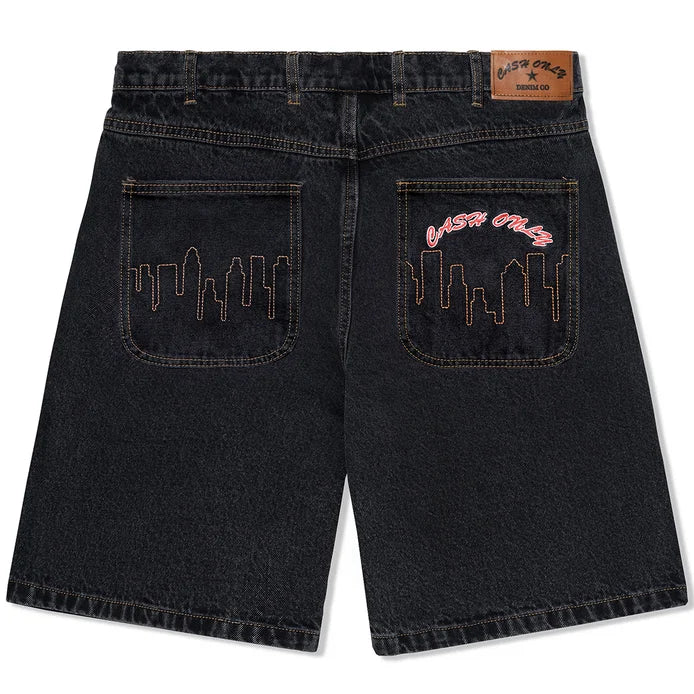 LOGO DENIM SHORTS WASHED BLACK