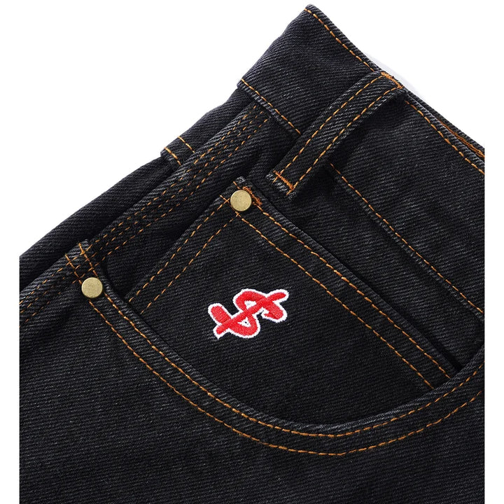 LOGO DENIM SHORTS WASHED BLACK