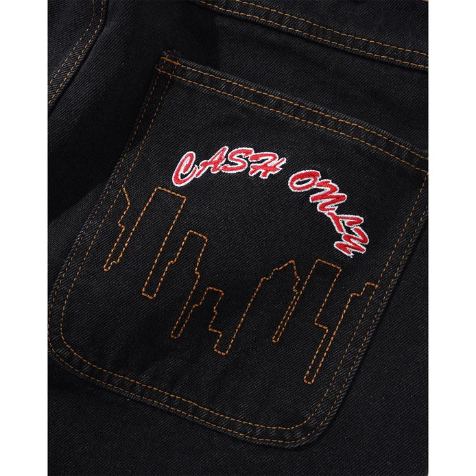 LOGO DENIM SHORTS WASHED BLACK