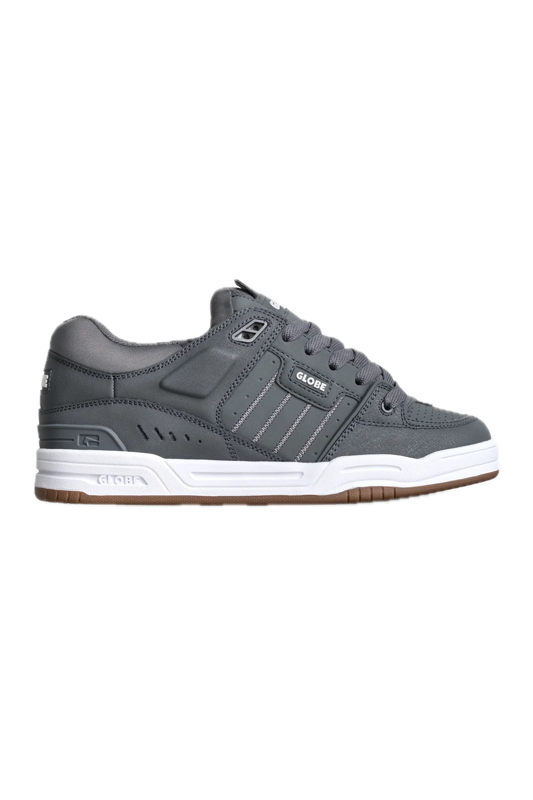 GLOBE FUSION CHARCOAL/WHITE SKATESHOE SNEAKER SIDE