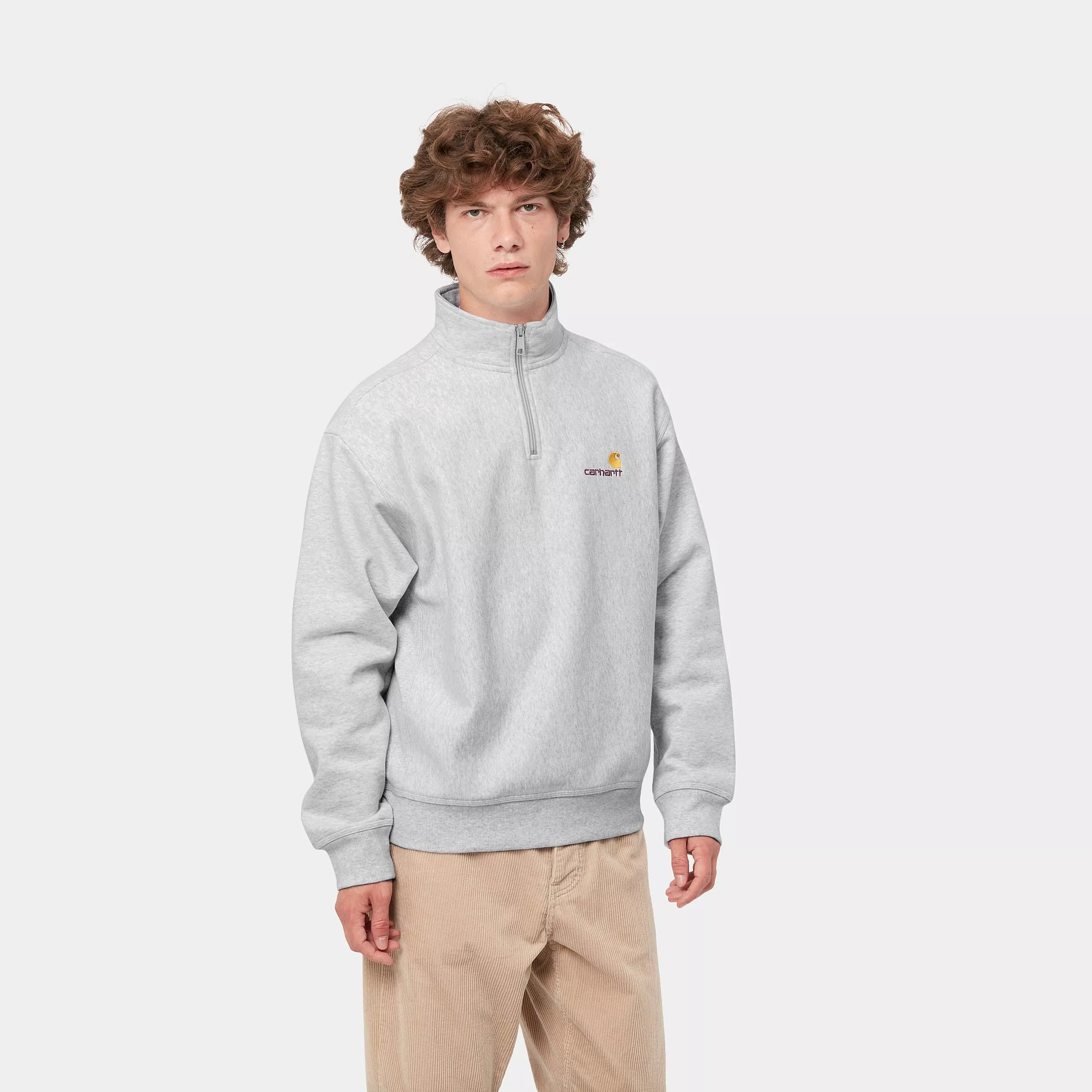 HALF ZIP AMERICAN SCRIPT ASH HEATHER