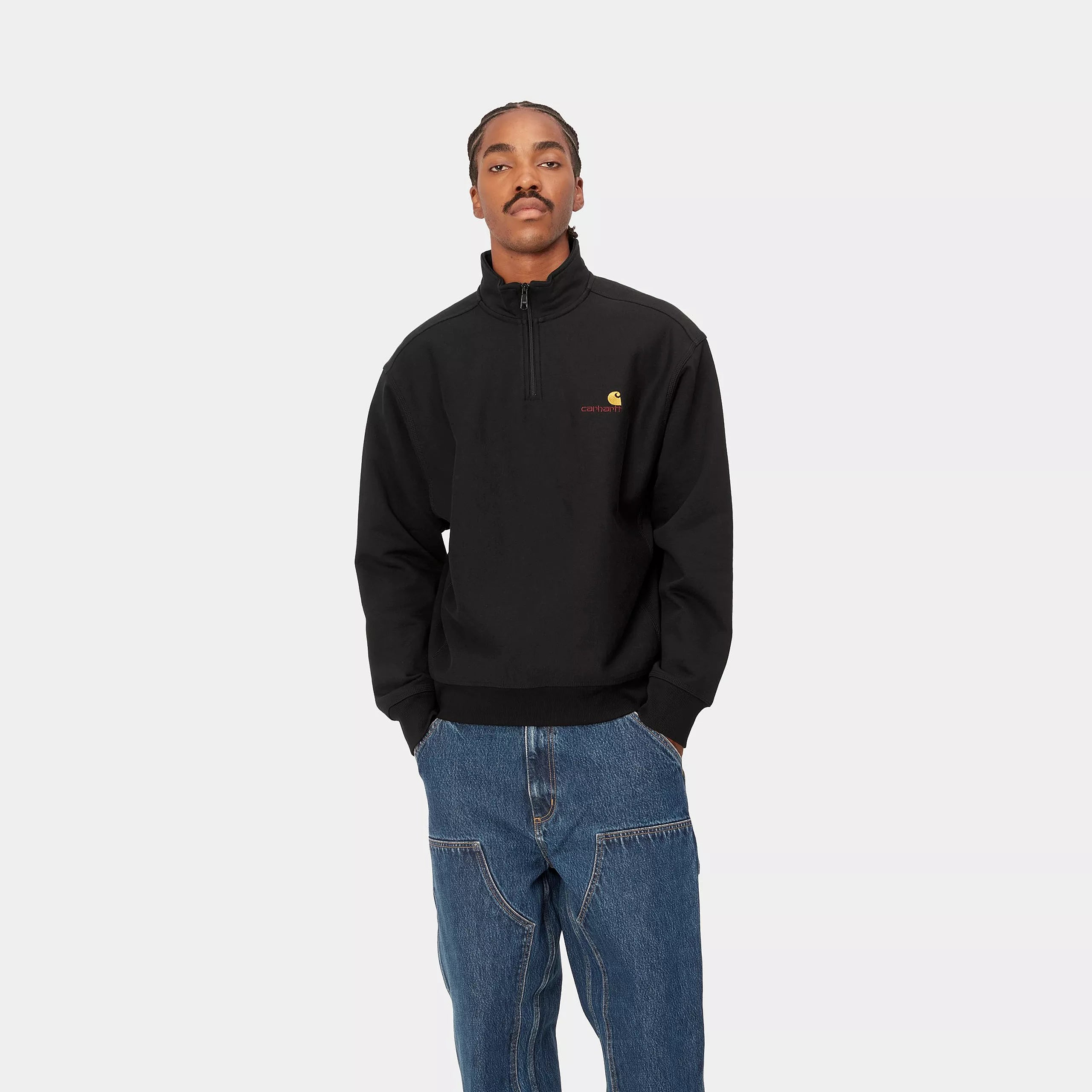 HALF ZIP AMERICAN SCRIPT BLACK