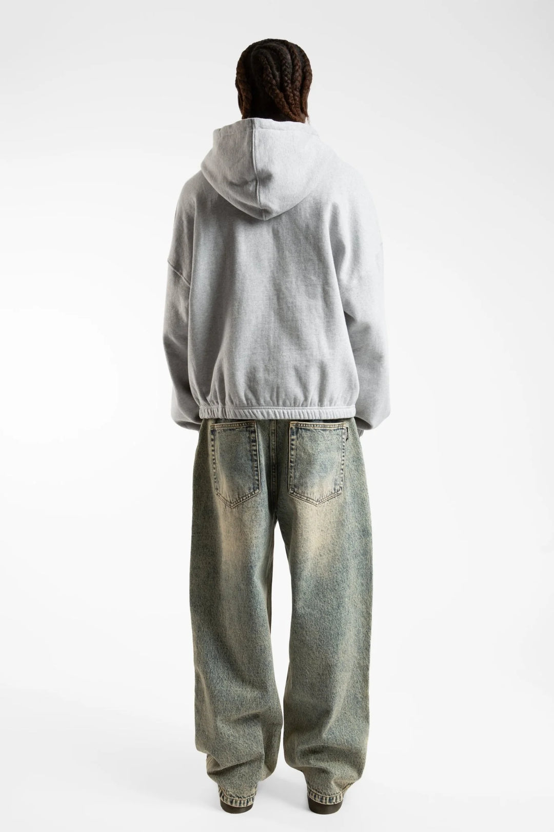 YARD BOXY ZIP HOODIE ASH GREY