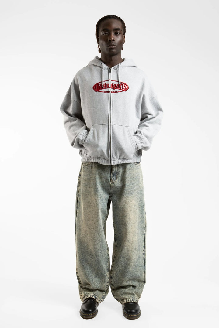 YARD BOXY ZIP HOODIE ASH GREY