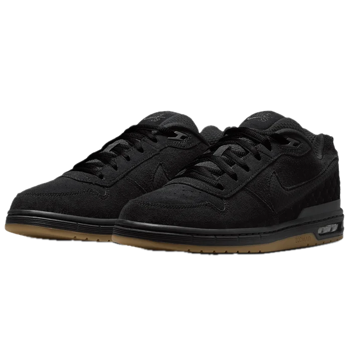 NIKE SB ZOOM AIR PAUL RODRIGUEZ LOW BLACK/GUM SNEAKER SKATESHOE ANGLE