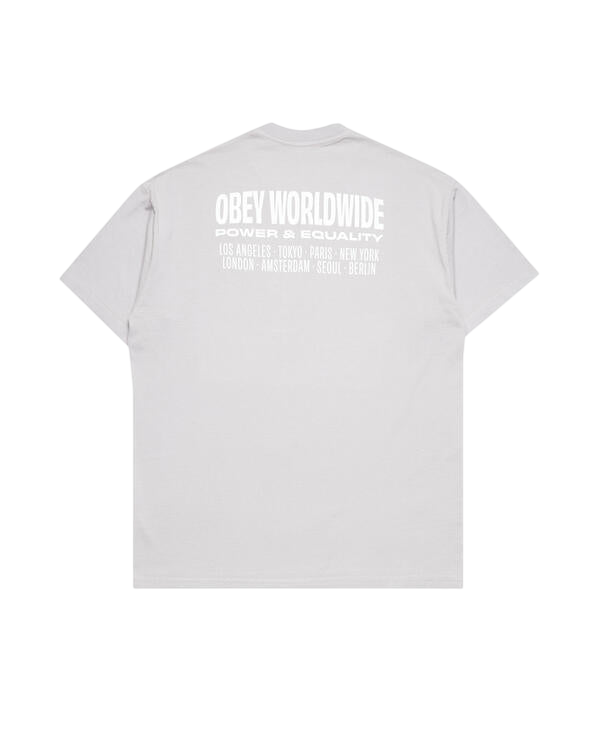 OBEY WORLDWIDE POWER & EQUALIT TEE SILVER GREY