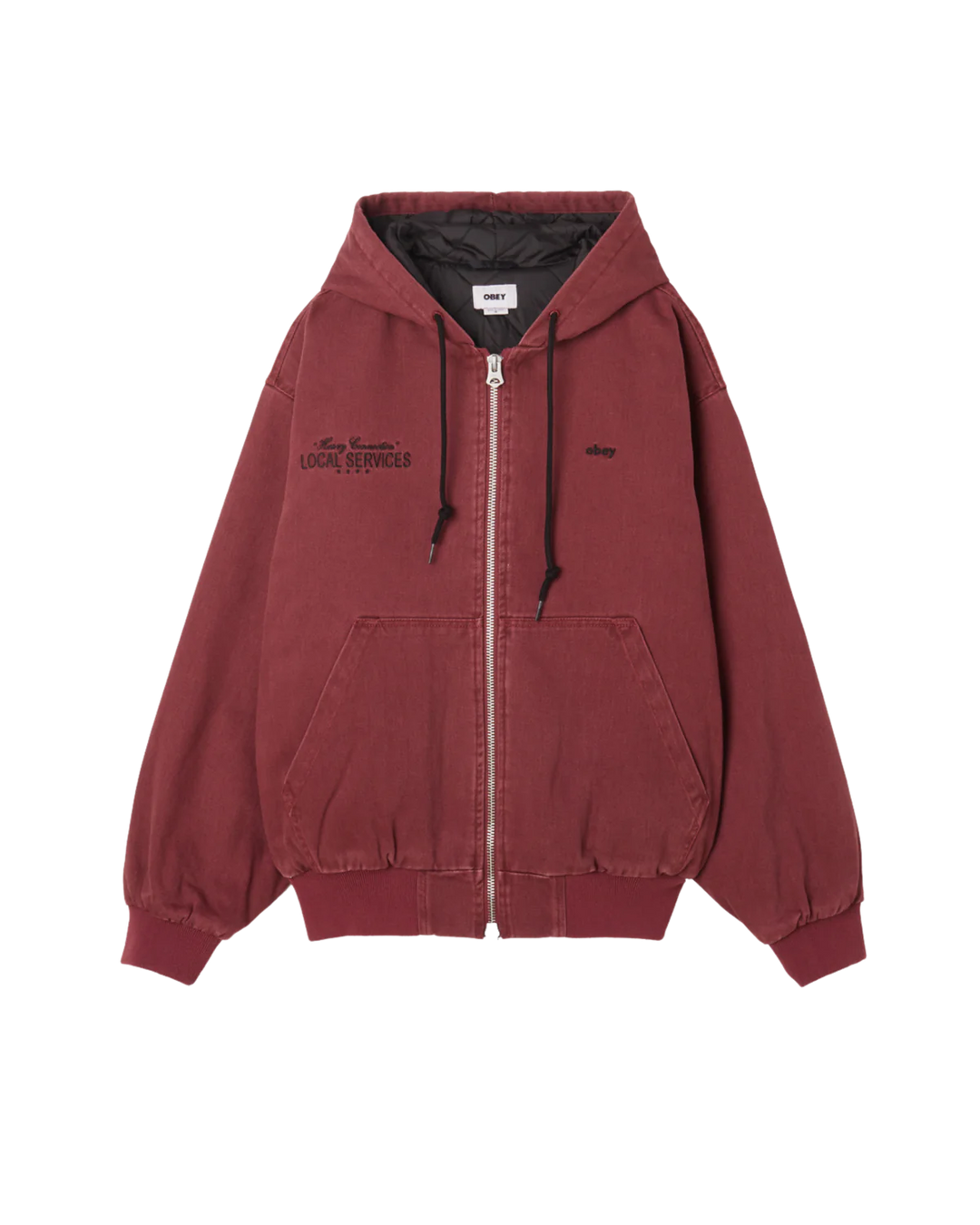 LOCAL SERVICE ZIP UP HOOD WINE FADED WASH