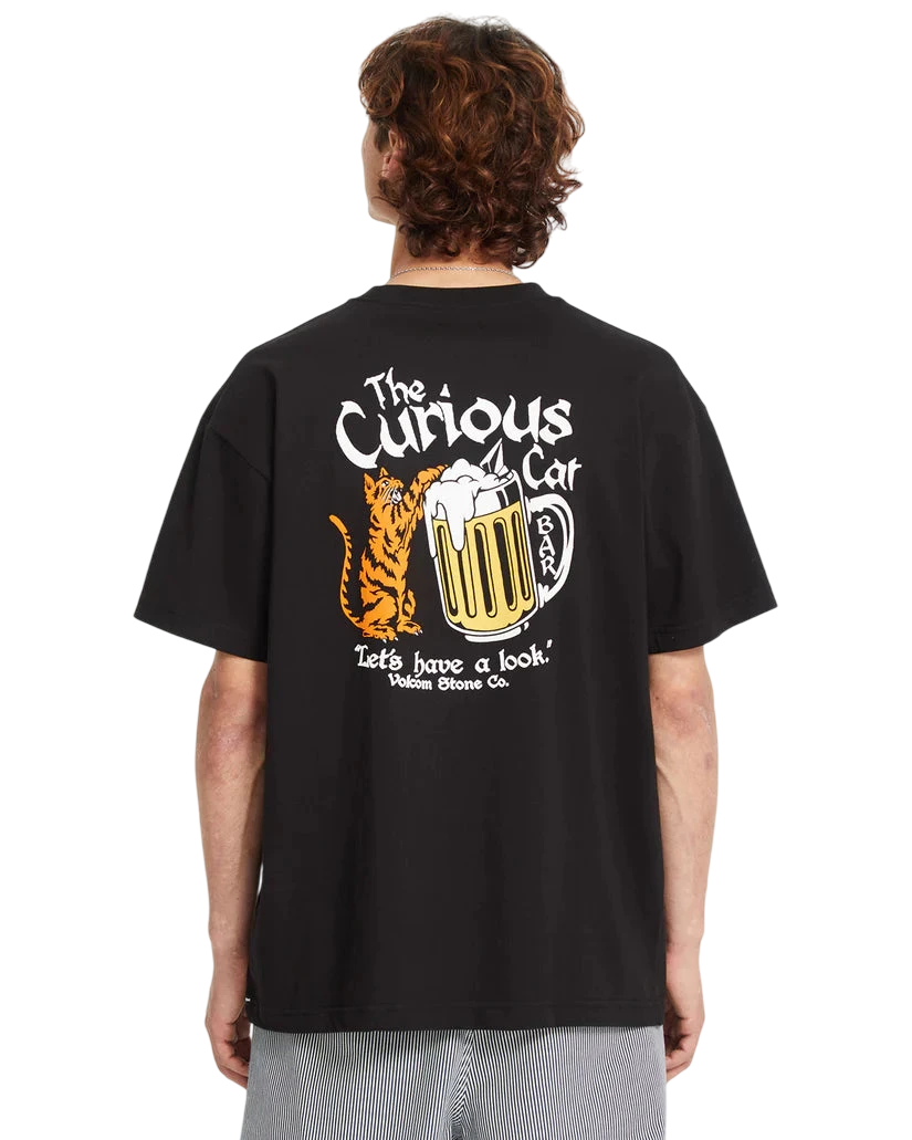 CURIOUS CAT TEE BLACK