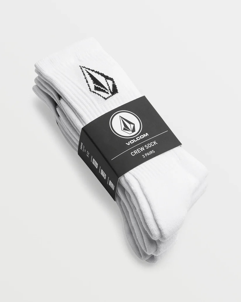 FULL STONE SOCKS (3 PACK) WHITE