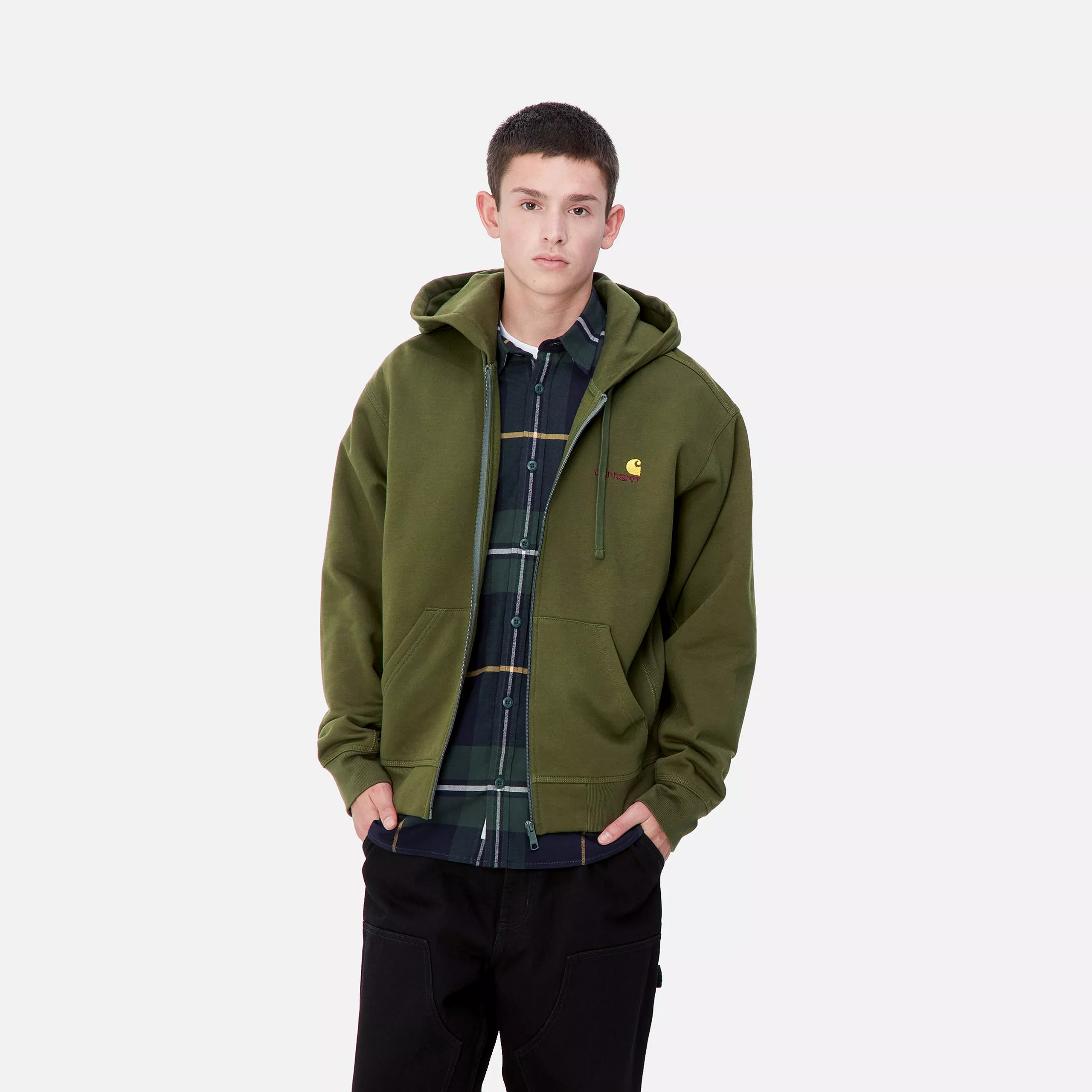 HOODED AMERICAN SCRIPT JACKET TARRAGON