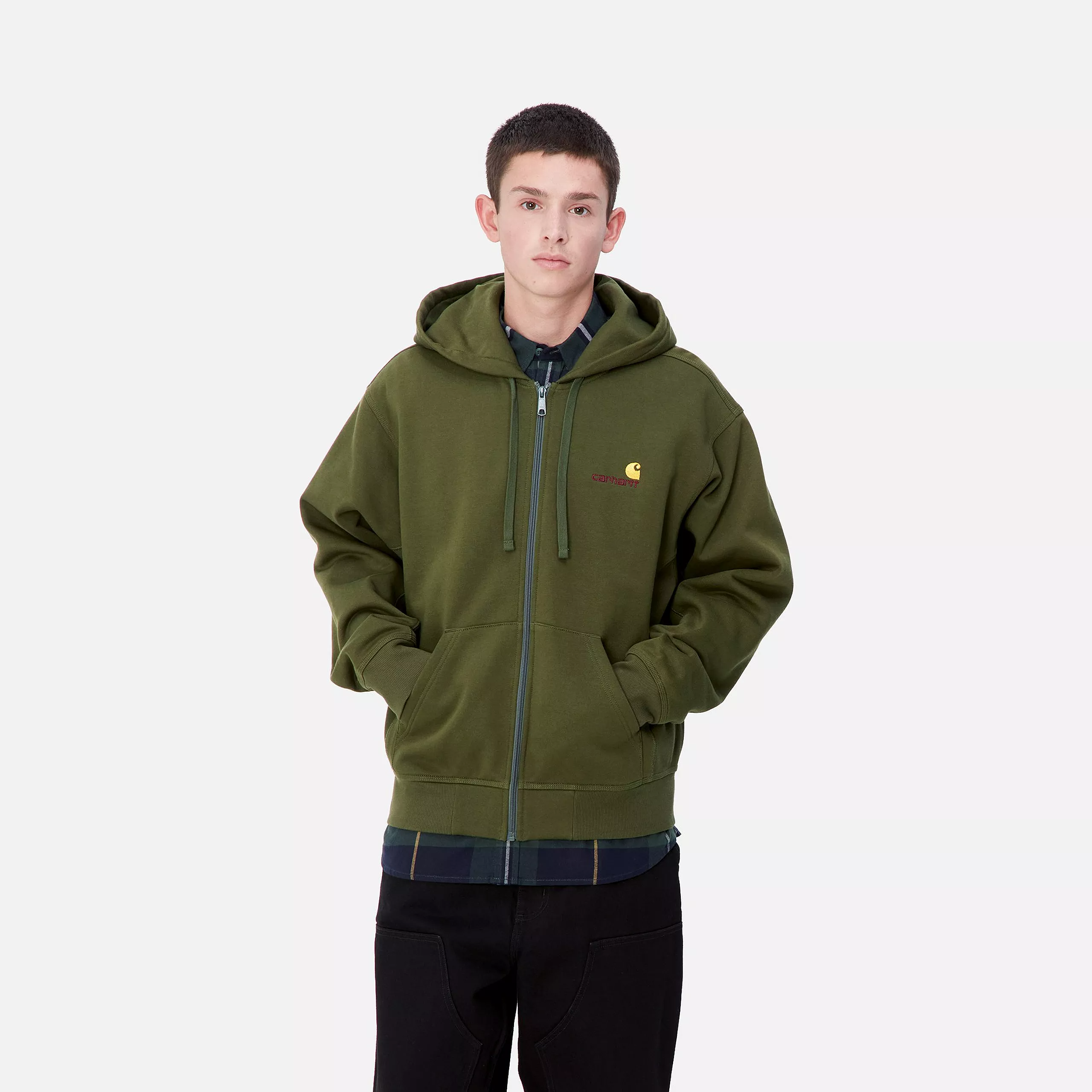 HOODED AMERICAN SCRIPT JACKET TARRAGON