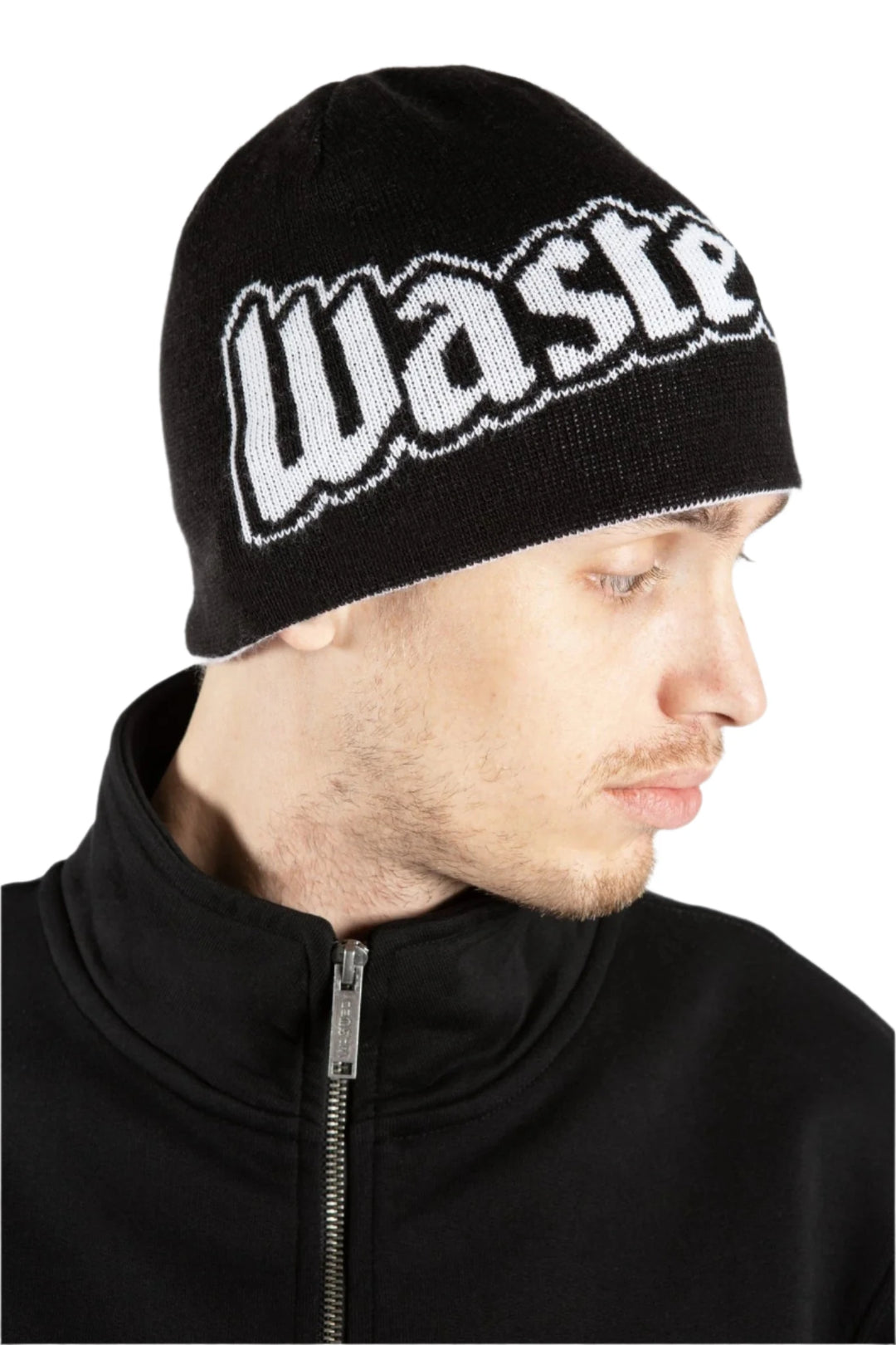 UNITED REVERSE ROW BEANIE BLACK WHITE