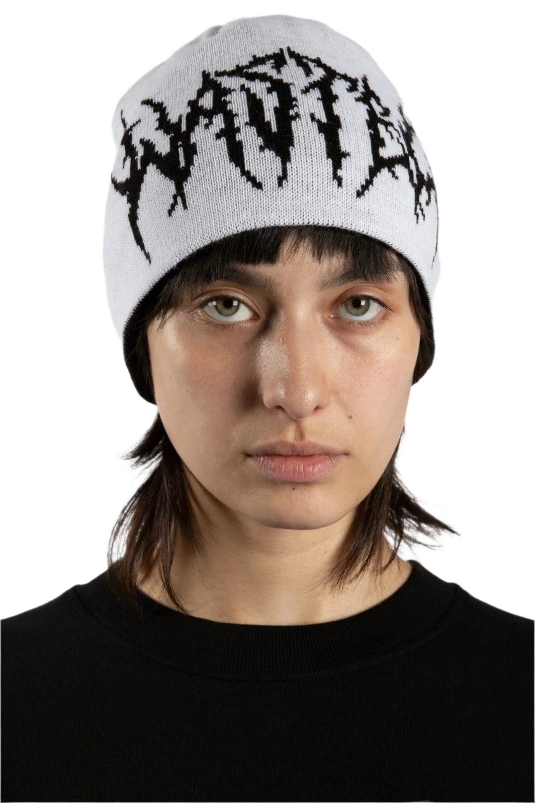 VAULT REVERSE BROW BEANIE BLACK WHITE