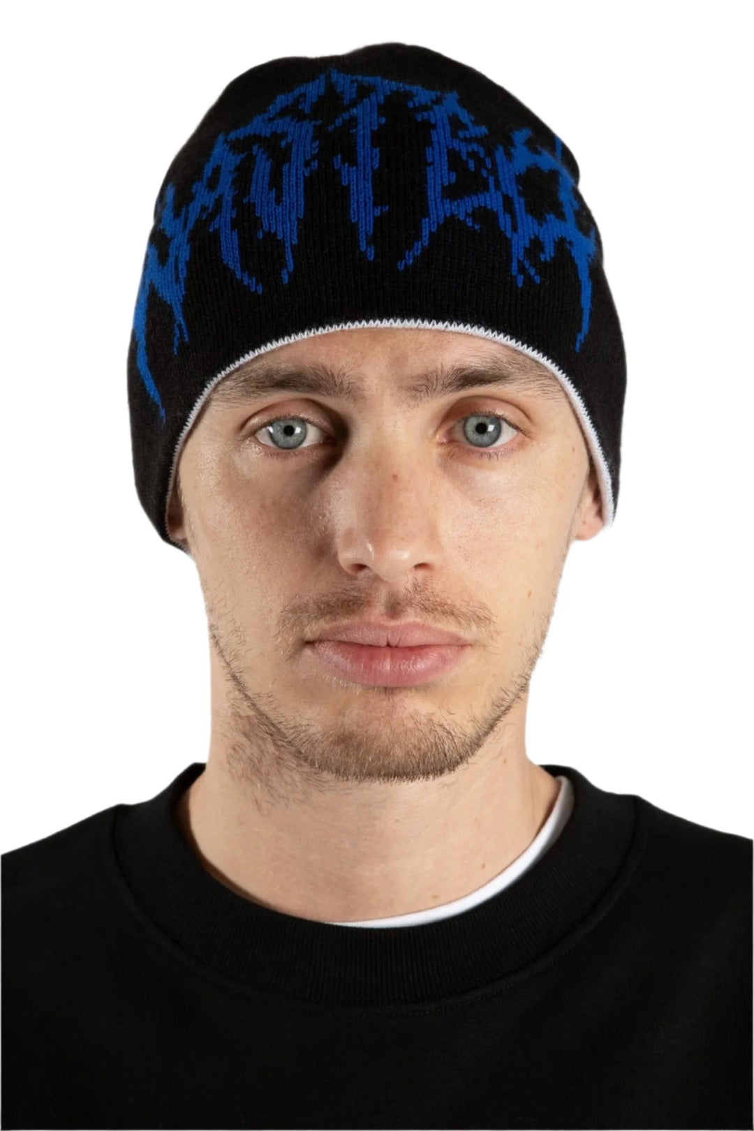 VAULT REVERSE BROW BEANIE BLACK WHITE