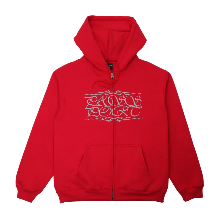 CALIGRAPHY ZIP HOODIE RED