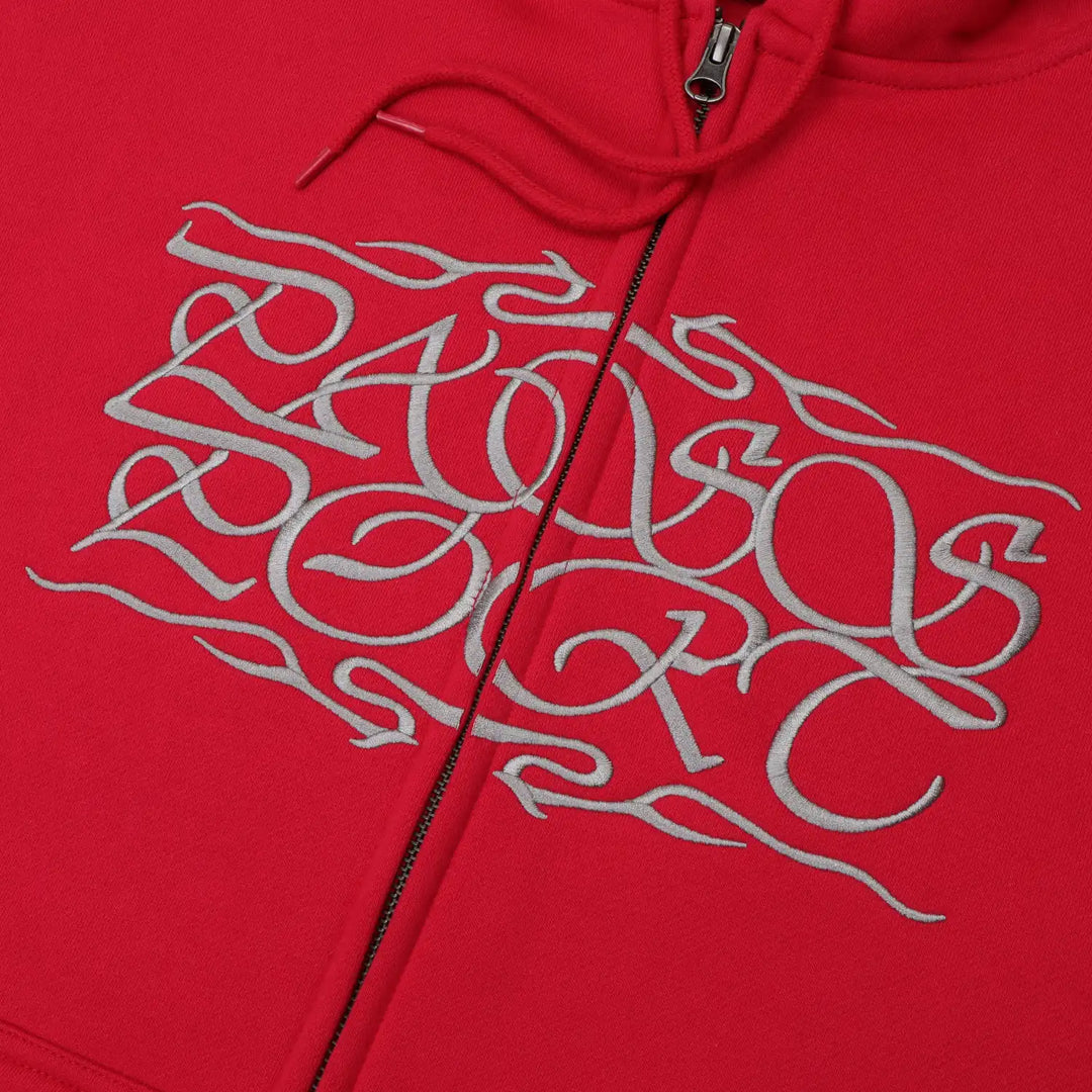 CALIGRAPHY ZIP HOODIE RED