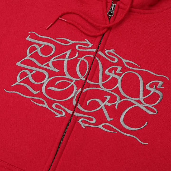 CALIGRAPHY ZIP HOODIE RED