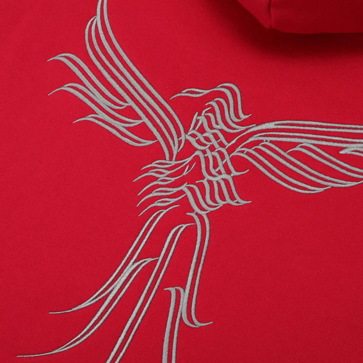 CALIGRAPHY ZIP HOODIE RED
