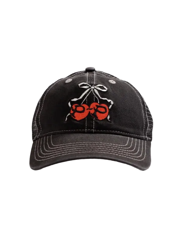 CHERRIES LEAGUES TRUCKER CAP BLACK