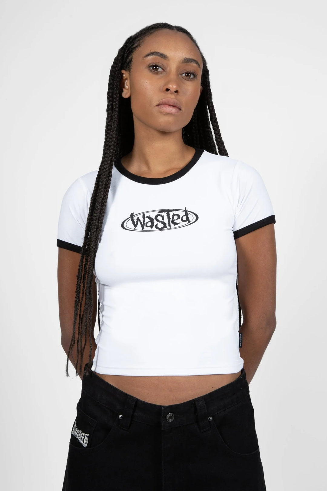 RINGER NEGATIVE WOMEN TEE WHITE BLACK