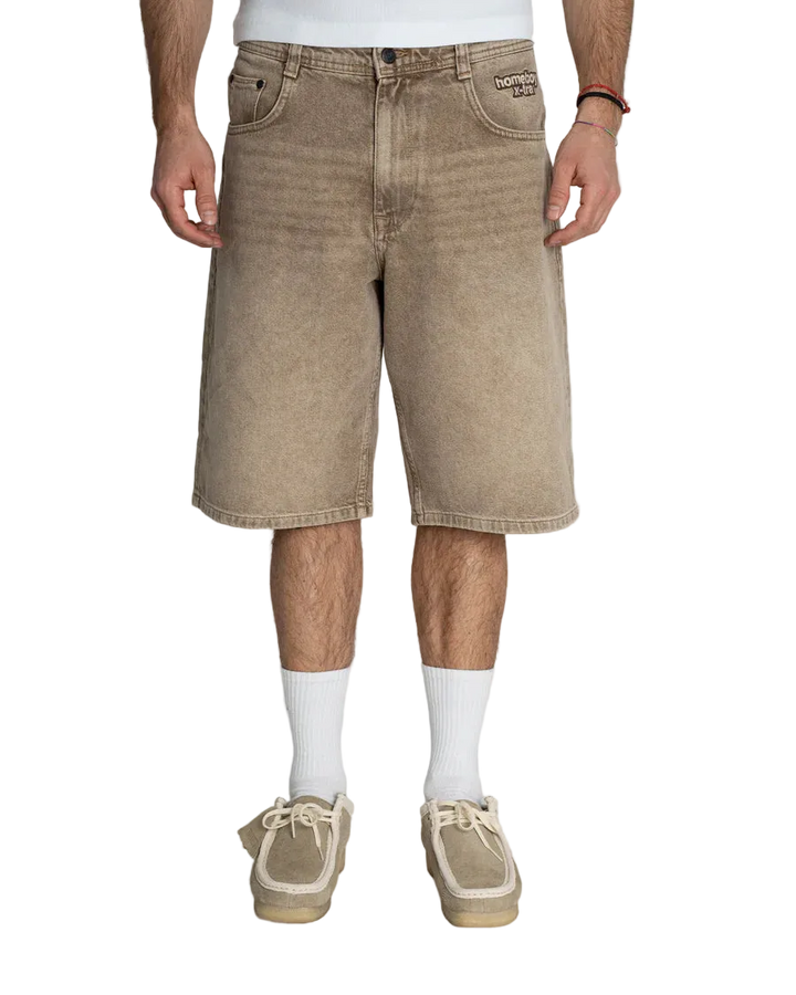X-TRA BAGGY DYE DENIM SHORTS WASHED BROWN