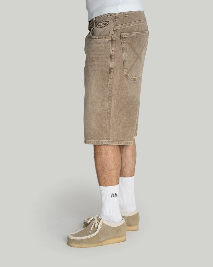 X-TRA BAGGY DYE DENIM SHORTS WASHED BROWN