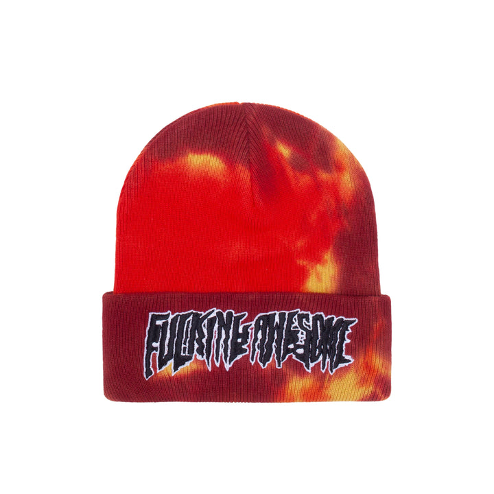 STRETCH TIE DYE CUFF BEANIE ORANGE